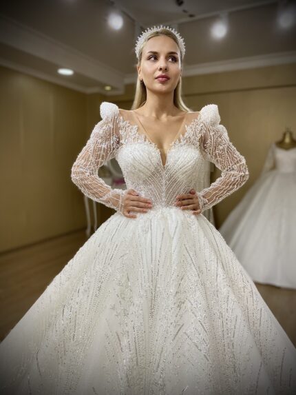 Floransa - Wholesale Tulle Wedding Dress with Shoulder - front