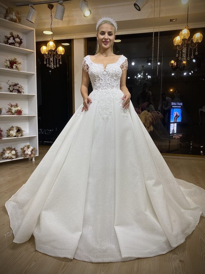 Torino - Wholesale A-form Wedding Dress - front full details