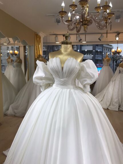 Peace Wedding Dress - Full satin - front full details
