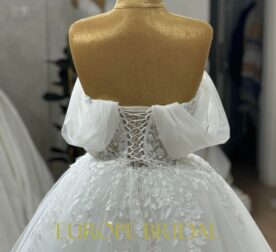 25100 - Wholesale tulle and lace wedding dress - back